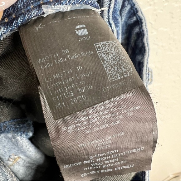 G-Star Raw Jeans Women 26 Boyfriend Patched Velvet Midge Sec High Waist B25 - Picture 9 of 12